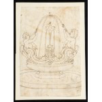 VARIOUS AUTHORS AND PERIODS, Group of three drawings: a) Play of putti in front of a fountain with a male figure with book; b) Judgement of Paris; c) sketch of a fountain with sculptures