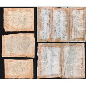 TUSCAN SCHOOL, 18th CENTURY, Group of five separate sheets with a mythological theme