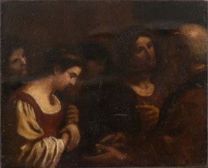 FOLLOWER OF GIOVANNI FRANCESCO BARBIERI CALLED GUERCINO, 17th / 18th CENTURY, Christ and the adulteress