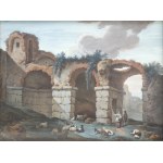 AMBIT OF CHARLES-LUIS CLERISSEAU (Paris, 1721 - 1820), Archaeological capriccio with ruins of a large Roman palace