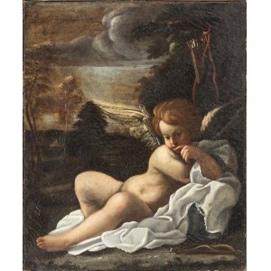 BARTOLOMEO SCHEDONI (Modena, 1578 - Parma, 1615), ATTRIBUTED TO, Cupid in a landscape