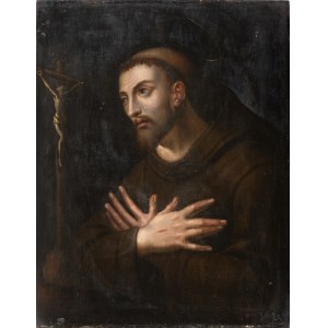 FLEMISH SCHOOL, 17th CENTURY, Saint Francis in tears before the crucifix