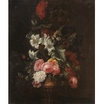 FLEMISH ARTIST, 17th CENTURY, Bouquet of flowers in a metal vase