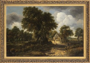 CIRCLE OF MEINDERT HOBBEMA (Amsterdam, 1638 - 1709), Landscape with figures and farm in the background