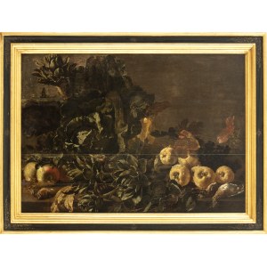 FLEMISH ARTIST, HALF OF 17th CENTURY, Still Life with apples, artichokes and cabbage