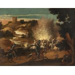 EMILIAN SCHOOL, FIRST HALF OF 18th CENTURY, Battle between Turks and Christians in the presence of Saint Gulielm of Aquitaine