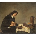 QUIRING GERRITZ VAN BREKELENKAM (Zwammerdam, 1622 - Leida, circa 1668), ATTRIBUTED TO, Young man at the dinner table