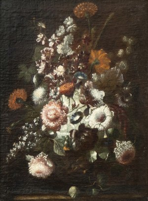KAREL VON VOGELAER CALLED CARLO DE' FIORI (Maastricht, 1653 - Rome, 1695), ATTRIBUTED TO, Bouquet of flowers in a metal vase