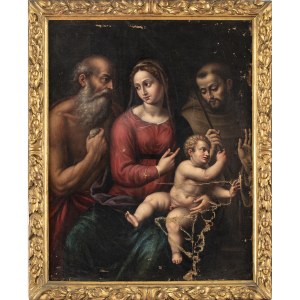 GIOVANNI BATTISTA RAMENGHI CALLED BAGNACAVALLO JUNIOR (Bologna, 1521 - 1601), ATTRIBUTED TO, Madonna and Child between Saint Jerome and Saint Francis