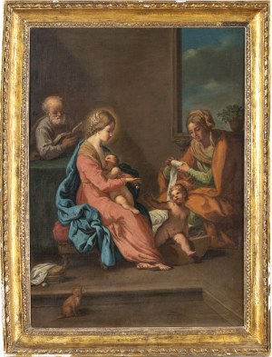 AMBITO DI ELISABETTA SIRANI (Bologna, 1638 - 1665), Holy Family with Saint Elizabeth and Saint John