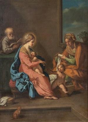 AMBITO DI ELISABETTA SIRANI (Bologna, 1638 - 1665), Holy Family with Saint Elizabeth and Saint John