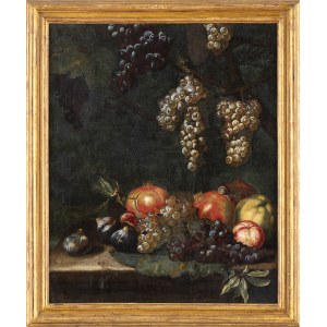 ROMAN SCHOOL, HALF OF 17th CENTURY, Still life of grapes, figs and malegranas