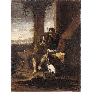 THEODOR HELMBREKER CALLED MONSÙ TEODORO (Haarlem, 1633 - Rome, 1696), ATTRIBUTED TO, Saint Roch feeds a beggar