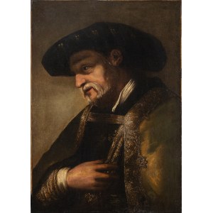 FOLLOWER OF REMBRANDT VAN RIJN, 17th CENTURY, Portrait of an elderly gentleman with cloak and hat