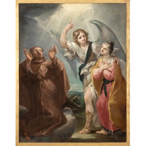 ROMAN SCHOOL, 18th CENTURY, Guardian angel with donor and Franciscan saint