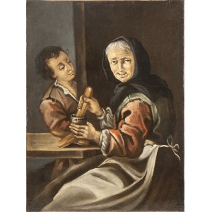 LOMBARD ARTIST, 18th CENTURY, Kitchen scene with old woman and child