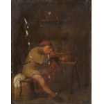 MANNER OF ADRIAEN VAN OSTADE, a) Pipe smoker sitting on a burrel; b) Pipe smoker in a tavern - Pair of paintings.