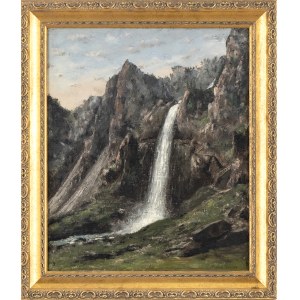ARTHUR JOHN STRUTT (Chelmsford, 1818 - Roma, 1888), Landscape with Alpine waterfall