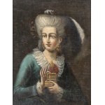 ANONYMOUS ARTIST, 18th CENTURY, Portrait of a gentlewoman in a blue dress with casket