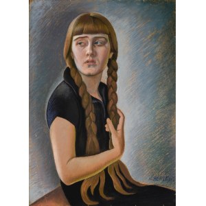 Henryk BERLEWI (1894-1967), Porträt eines Mädchens mit Zöpfen