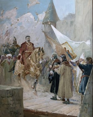 Tadeusz Popiel, Przybycie Jana III Sobieskiego po zwycięstwie chocimskim do Lwowa