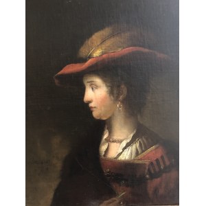 Author unknown, Portrait of Saskia Uylemurgh wearing a red hat (1634)