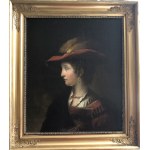 Autor unbekannt, Porträt von Saskia Uylemurgh mit einem roten Hut (1634)