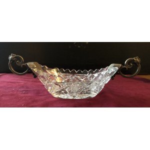 Author unknown, Crystal platter with silver hardware