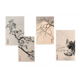 Woodcuts - four monochromatic landscapes