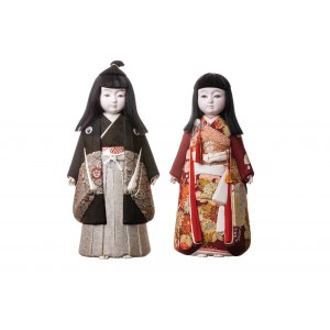 Zwei antike Puppen - Kimekomi Hinamatsuri