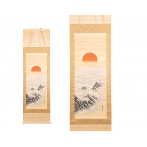 Kakemono - mountain landscape with rising sun