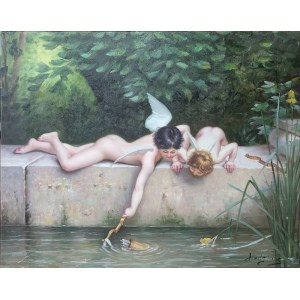 William Hodgkins (1952) - Cupidon, Au bord de l'eau