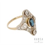 Art déco ring with sapphire, 1920s-1930s.
