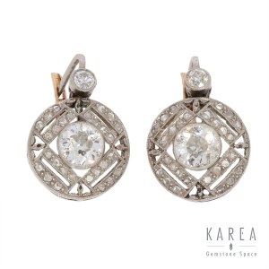 Diamond earrings, 1st half of 20th century.