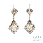 Earrings with cultured pearls, mid-20th century.