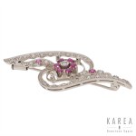 Contemporary brooch with rubies, 21st century.