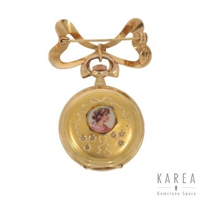 Watch-brooch decorated with bow motif, early 20th century, Napoleon