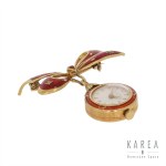 Watch-brooch decorated with bow motif, early 20th century, Avia 17 Jewels