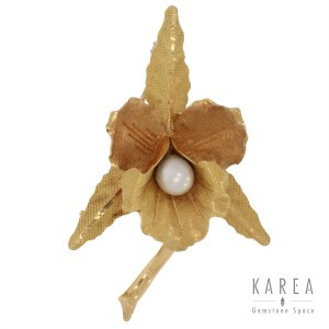 Brooch in the form of an orchid flower, 2nd half of the 20th century.