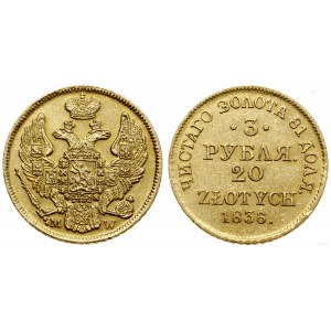Polska, 3 ruble = 20 złotych - KOPIA KOLEKCJONERSKA, 1836 MW, Warszawa