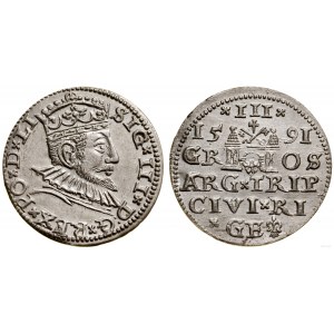 Polska, trojak, 1591, Ryga