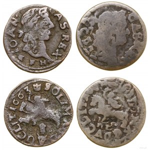 Polen, Los 2 x Kupferschilling, 1663 GFH (Oliwa) und Datum nicht sichtbar