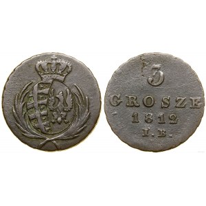 Polska, 3 grosze, 1812 IB, Warszawa