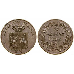 Poland, 3 pennies, 1831, Warsaw