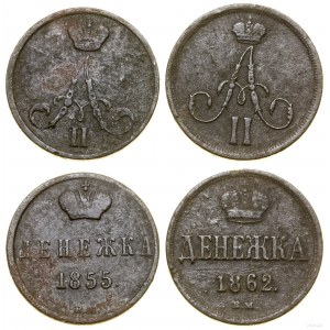Polska, zestaw: 2 x dienieżka, 1855 BM i 1862 BM, Warszawa