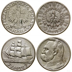 Poland, set: 2 x 2 gold, 1934 and 1936, Warsaw
