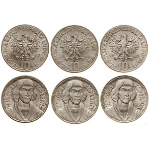 Poland, set: 3 x 10 gold, 1967, 1968, 1969, Warsaw