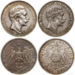 Niemcy, zestaw 2 x 3 marki, 1910 A, Berlin