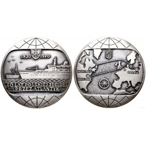 Polska, medal 40 Lat Polskiej Żeglugi przez Atlantyk, 1970, Warszawa