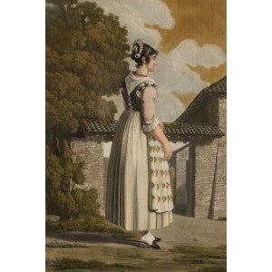 FRAU VOR DEM TOR, ca. 1800